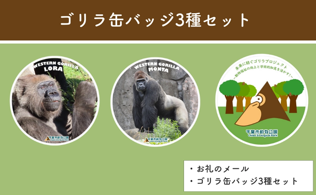 グッズ応援｜ゴリラ缶バッジ3種セット