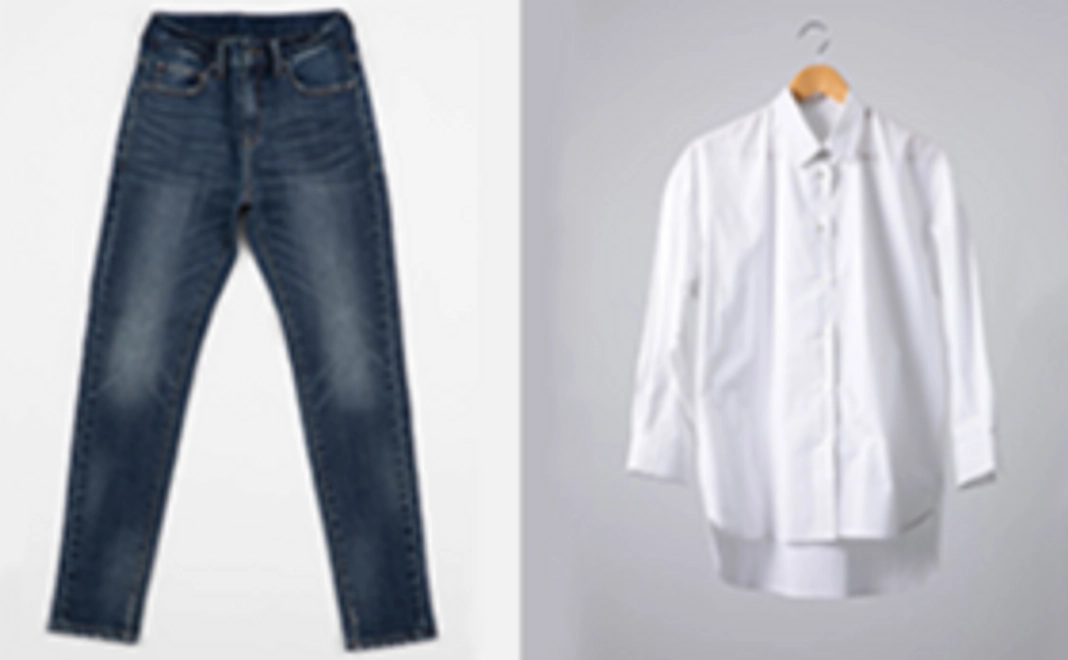 トレンドスタイル：スリムテーパードとオーバーサイズシャツのセット