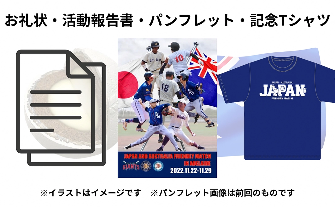 お礼状、活動報告書、パンフレット、記念Tシャツ【10,000円】