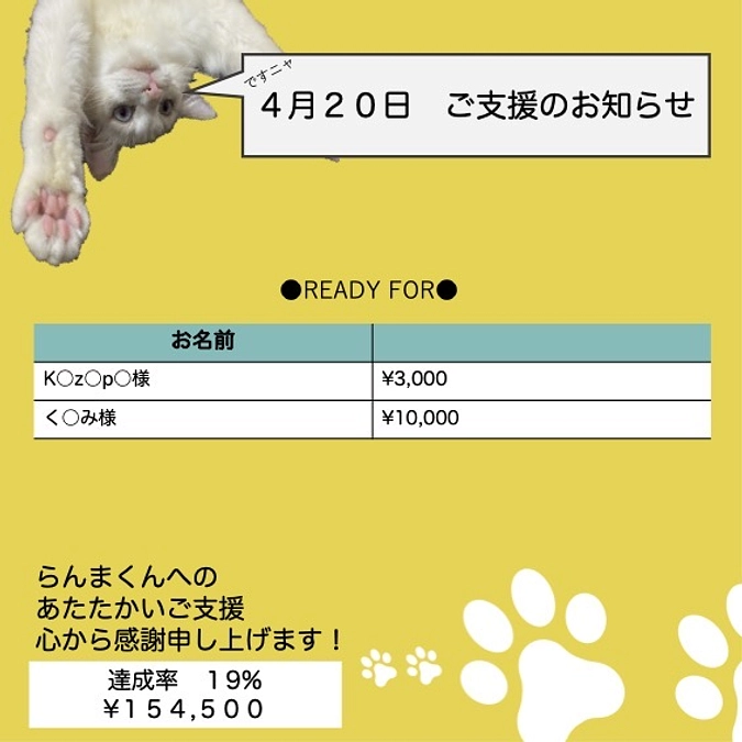 投薬３９日目(2023.4.20)&ご支援のお知らせ