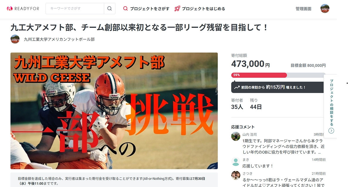 目標金額の50%に到達しました！