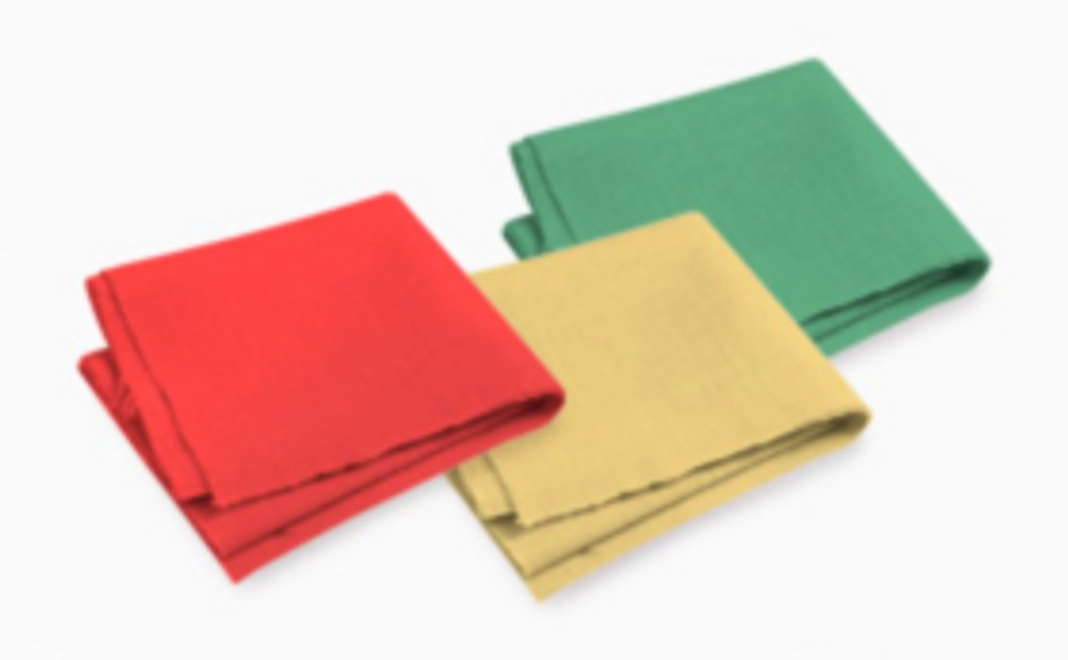 大麻布×天然色素 ハンカチ（ハンドタオル）  3枚1セット（青緑、黄色、赤色）