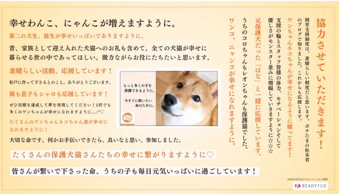 ご支援総額100万円まできました！