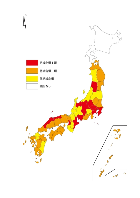 全国のサシバのレッドデータの指定状況