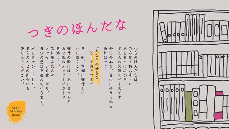 持ち寄った本から交流が生まれる“まちの図書館”を、高知に創りたい！