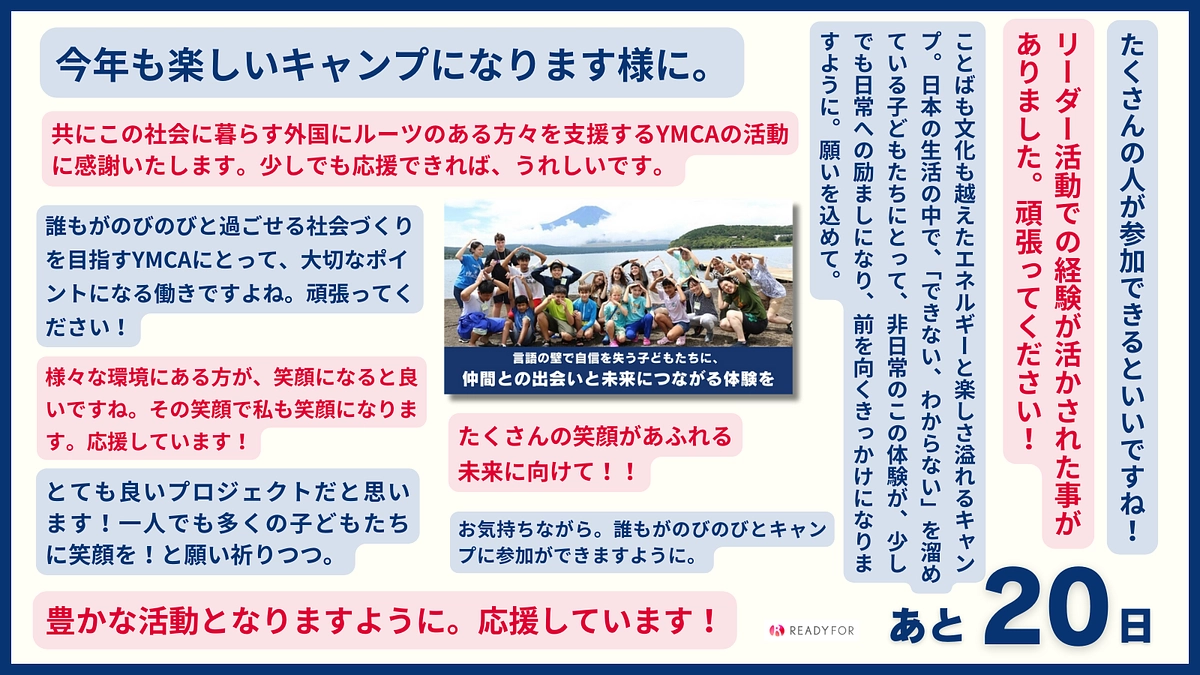 【終了まで残り20日】引き続き応援をよろしくお願いいたします！