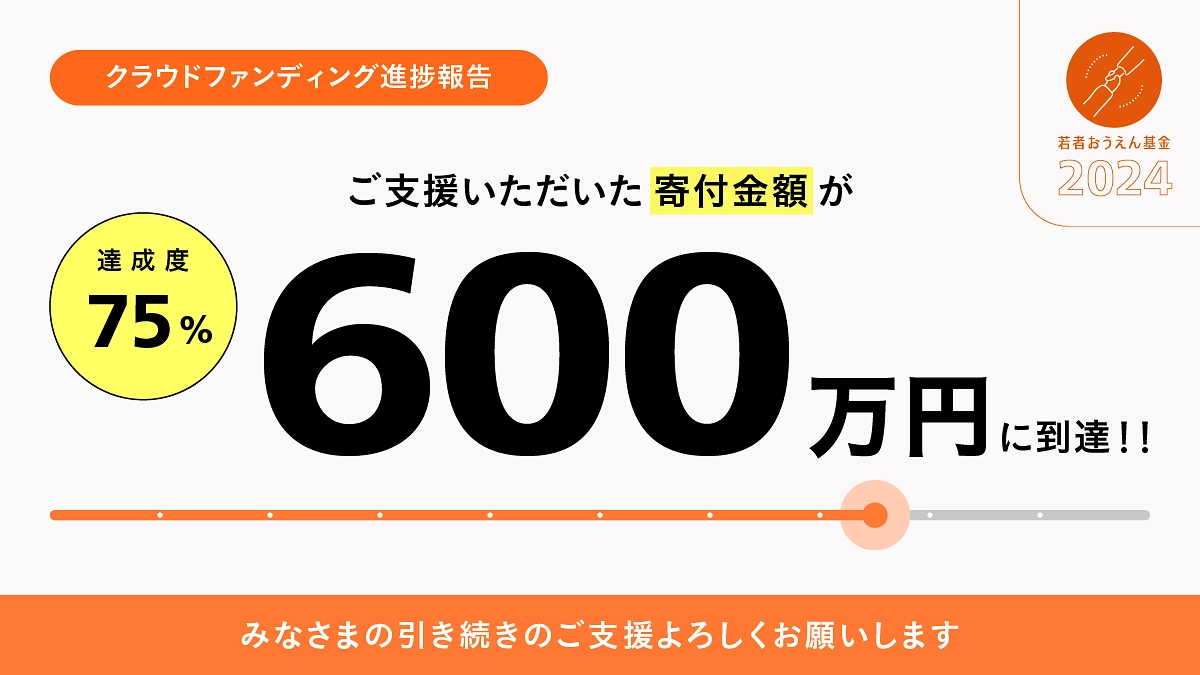 ご支援いただいた寄付金額が600万円に到達しました！