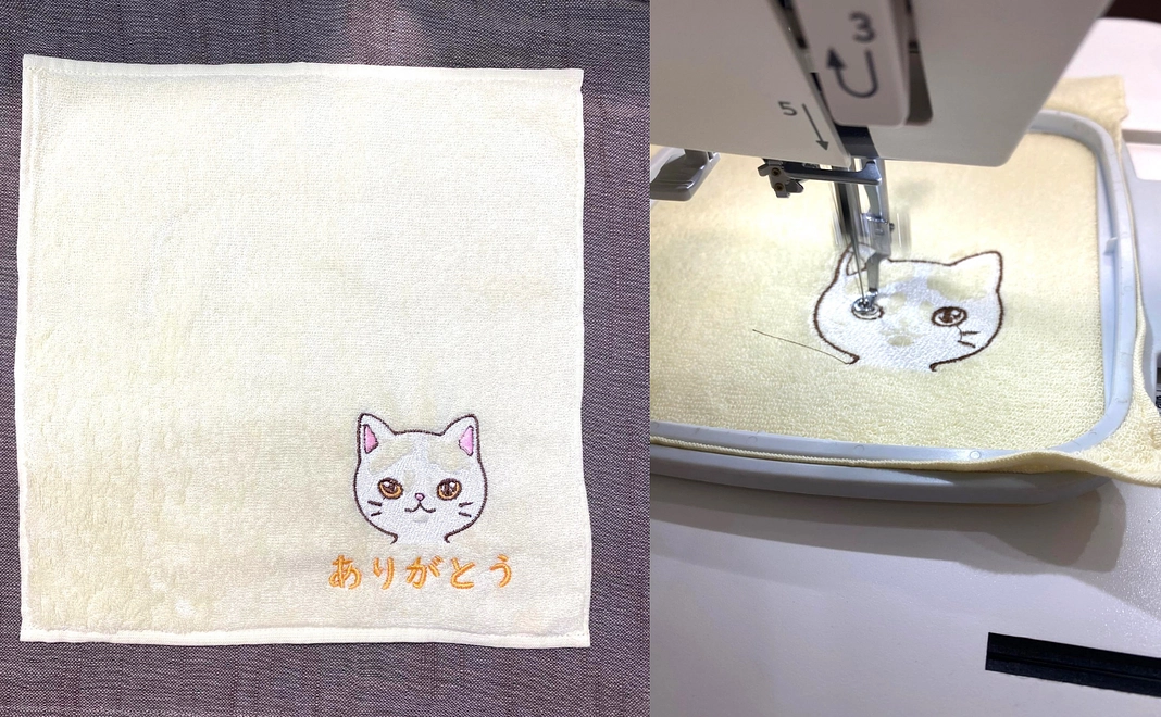 【保護猫「こうちゃんのありがとう」刺繍ハンカチ限定10枚】