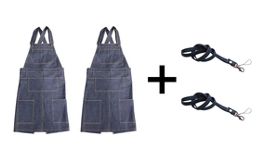 アウトドアデニムエプロン2枚　デニムストラップ2個