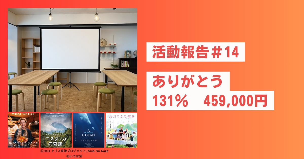 活動報告 #14｜【達成御礼】131％　459,000円達成！