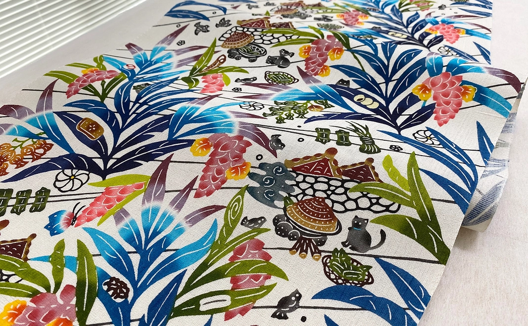 【受注制作】琉球びんがた六通帯　工房名：守紅（もりびん）