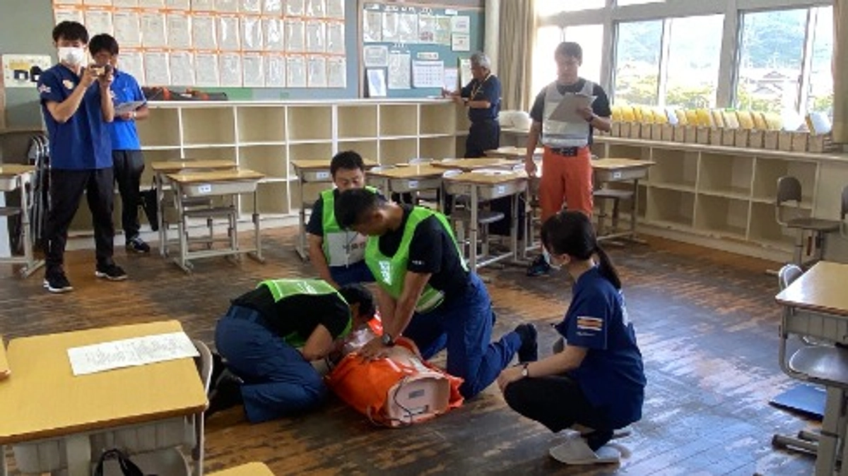 2回目の重信中学校での救急シミュレーション訓練！