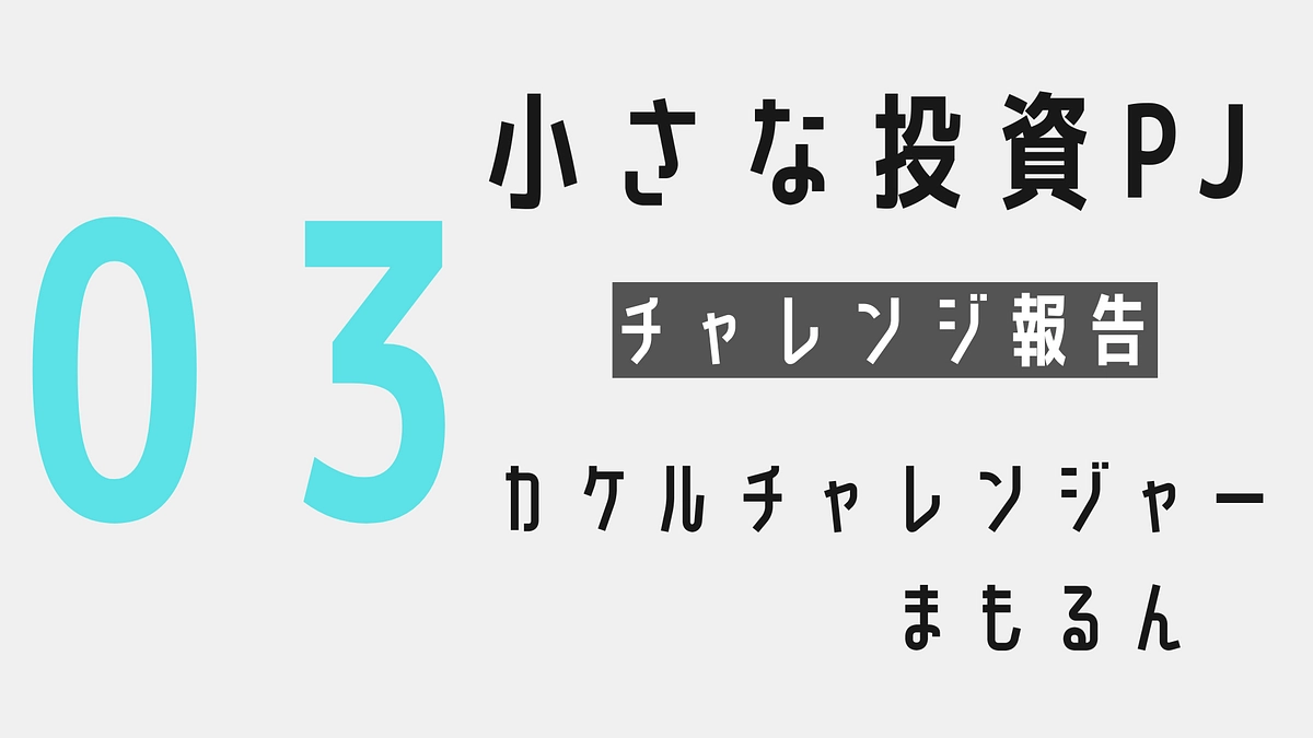 小さな投資PJを終えて〜カケルチャレンジャー:まもるん〜