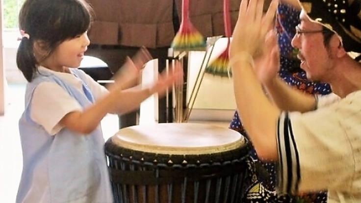 福岡と関西の保育園や福祉作業所でアフリカ音楽の体感イベントを