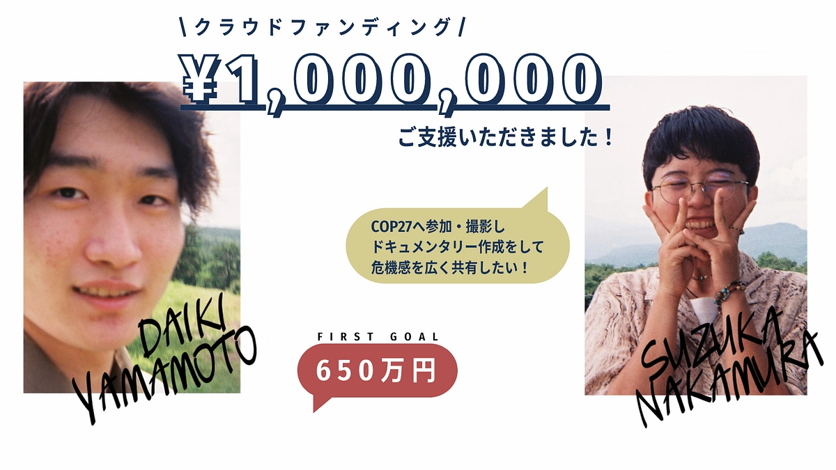 ご支援額が100万円に到達しました!!