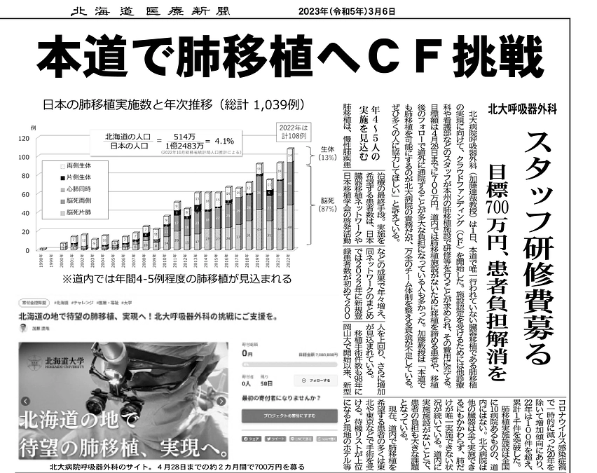 3月6日に北海道医療新聞に掲載いただきました！
