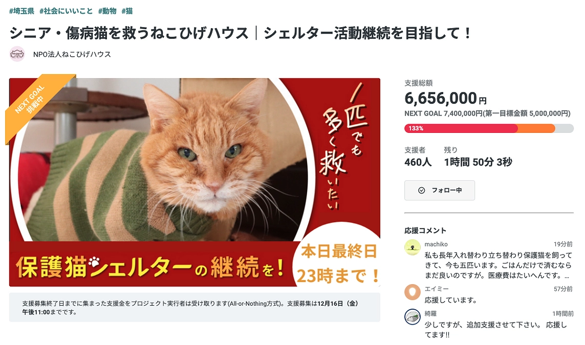 【残り2時間】達成まで残りわずか！最後まで頑張ります！