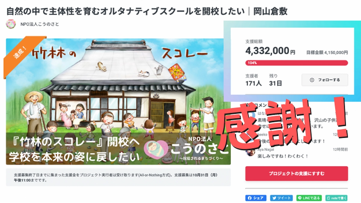 目標100％達成！！どうもありがとうございます！