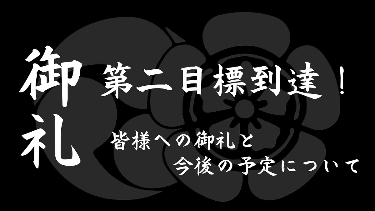 第二目標到達の御礼と今後の予定について