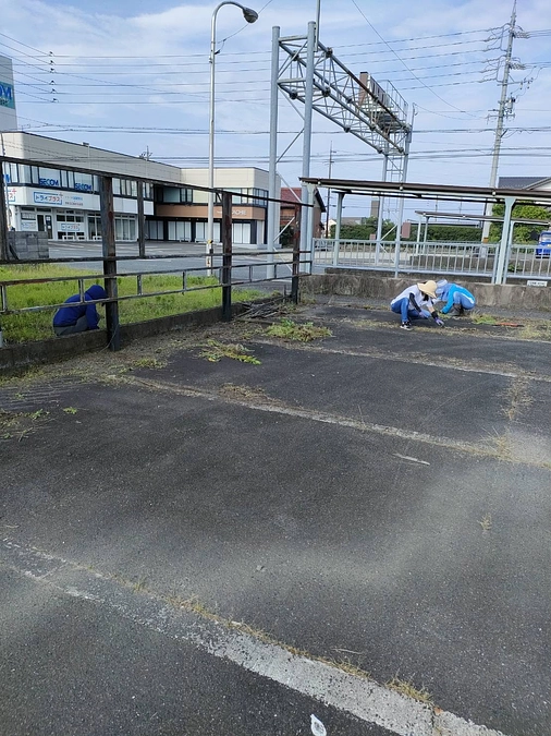 駐車場の草取りをしました