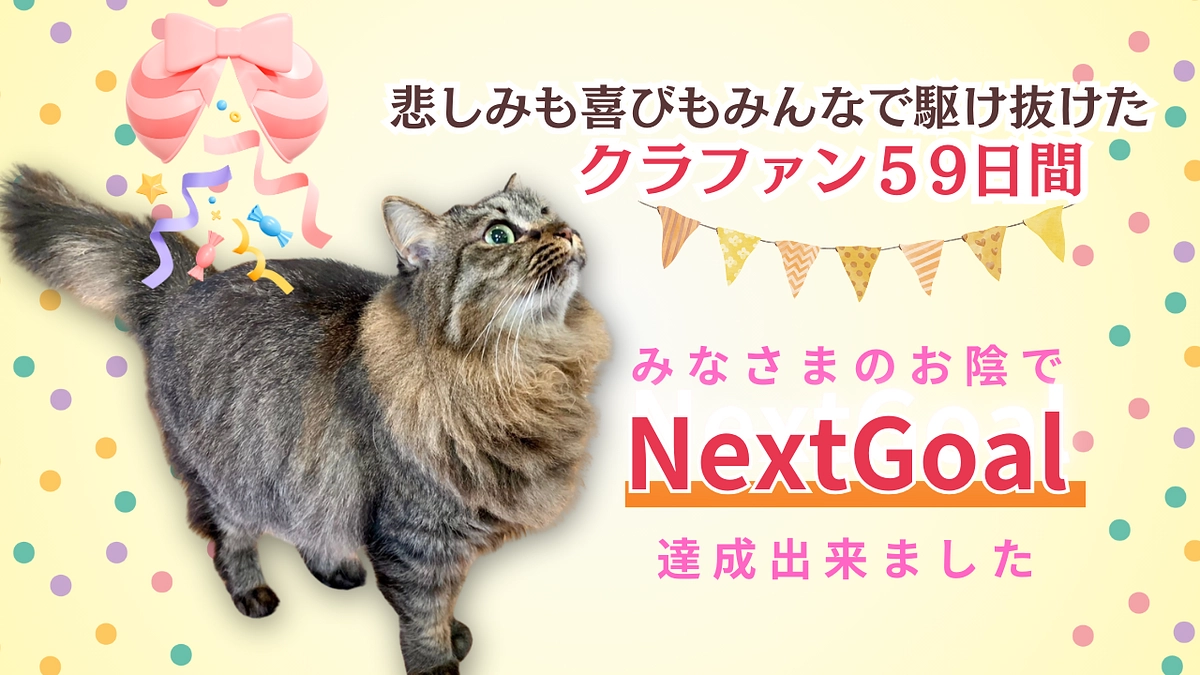 【皆さまのお陰でネクストゴール迄達成出来ました】応援本当にありがとうございました。