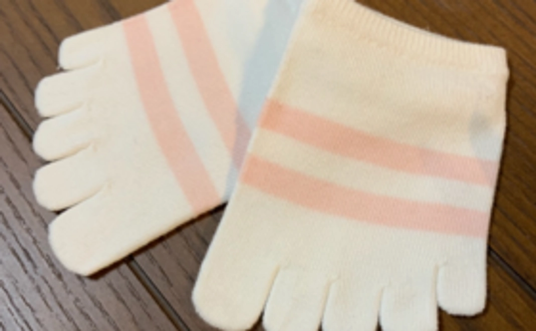 【使って応援！】子供用5本指靴下／ピンクボーダーorブルーボーダー