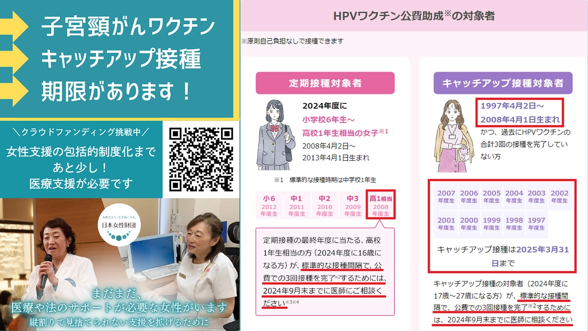 子宮頸がんワクチン キャッチアップ接種についてお知らせです