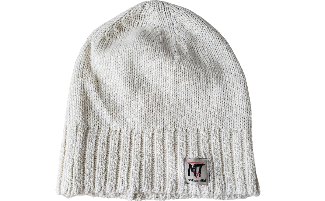 【Markha and Rei ニット帽 ベビーアルパカ100% ホワイト色】