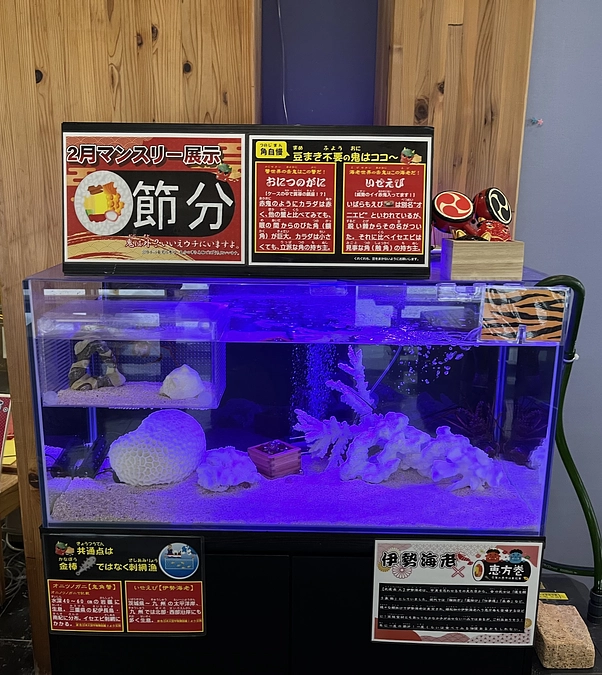 月ごとに変わる「マンスリー水槽」で生き物の魅力をＰＲしています。