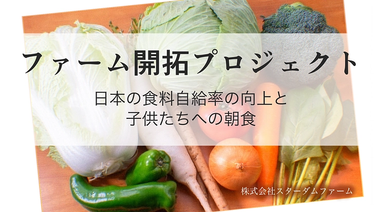 ファーム開拓プロジェクト:日本の食料自給率の向上と子供たちへの朝食