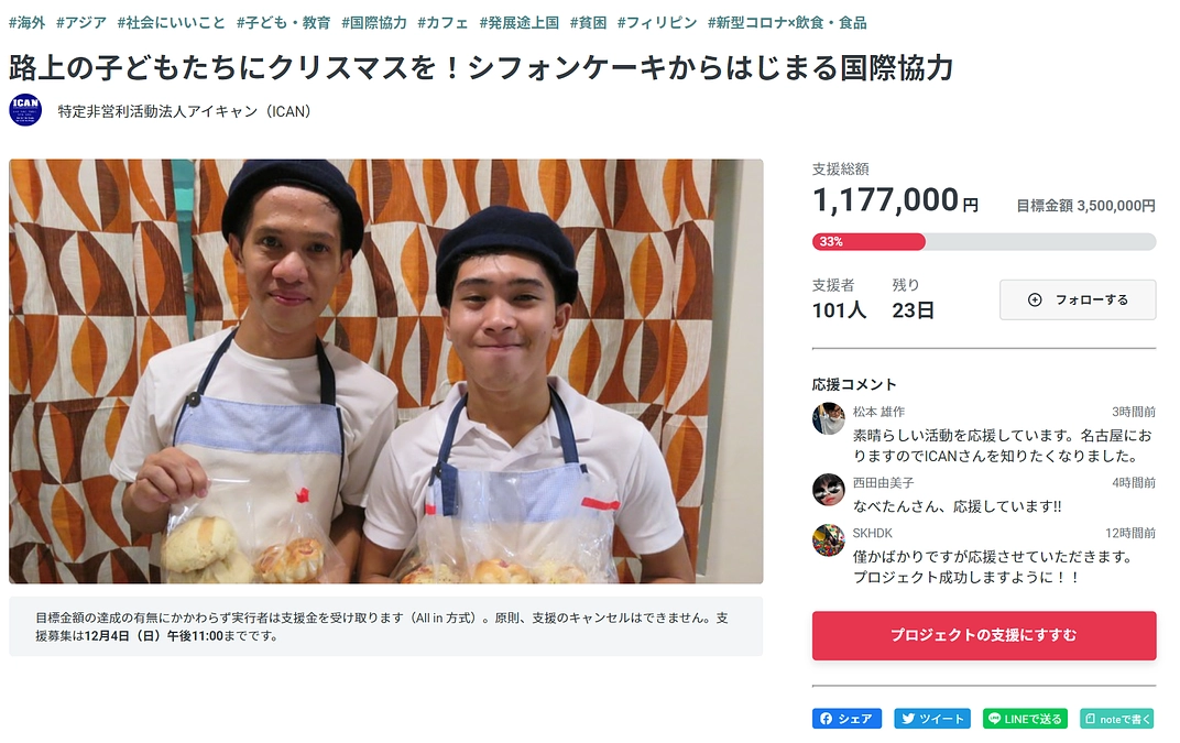 元路上の青少年による新たな挑戦を応援するクラファンに挑戦中！