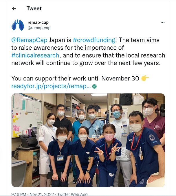 REMAP-CAPのTwitterで日本のクラウドファンディングを紹介