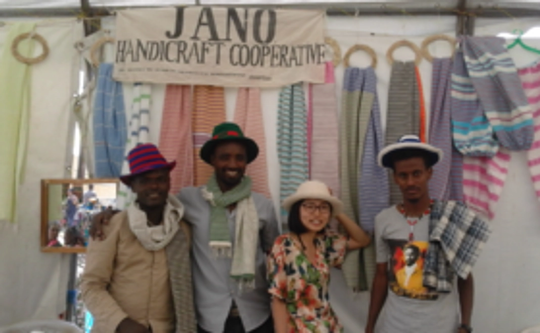 JANO エチオピア産コットン100％ストール & エチオピア産 コーヒー200g＆Thanks letter
