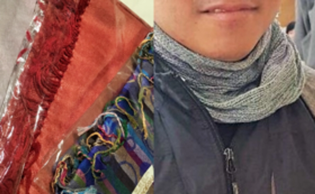 現地からのお礼状とショールかネックウォーマー