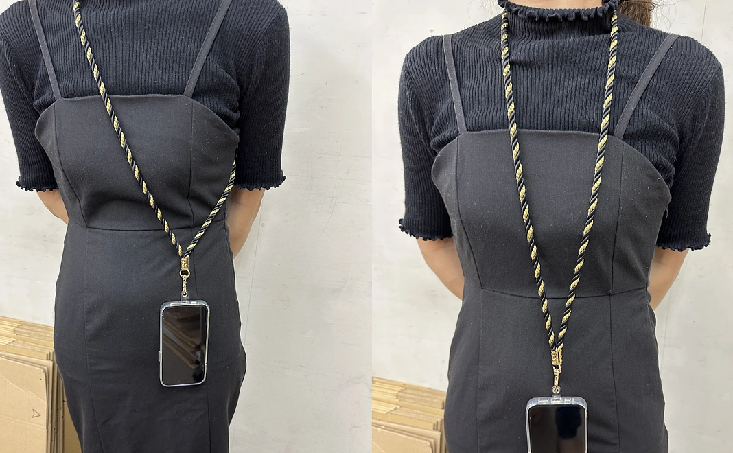 お祭りグッズをお送りします！(お祭り首掛けストラップ：黒黄）