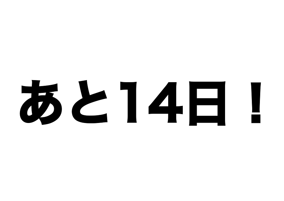 【残り日数】あと１４日になりました！
