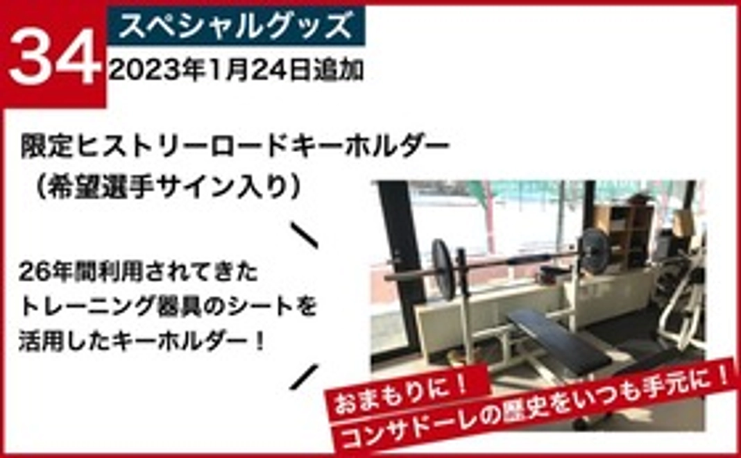 34：スペシャルグッズコース｜限定ヒストリーロードキーホルダー（希望選手サイン入り）