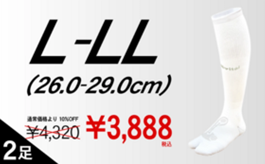 【先行販売限定10%OFF / 2足】L-LLサイズ / ホワイト