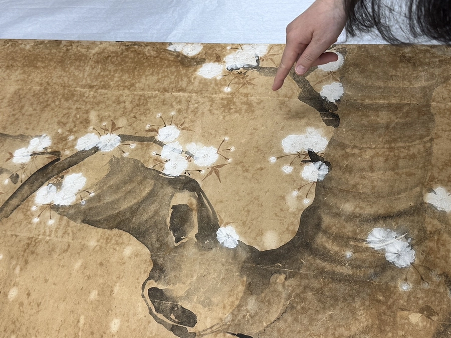 桜の襖絵レプリカ作成が進んでいます