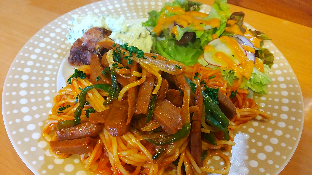 ヴィーガンナポリタン試作中です！