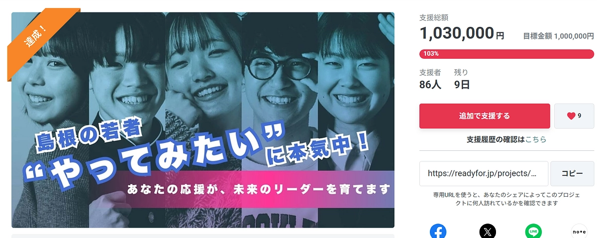 【御礼】クラファン100万円達成いたしました！
