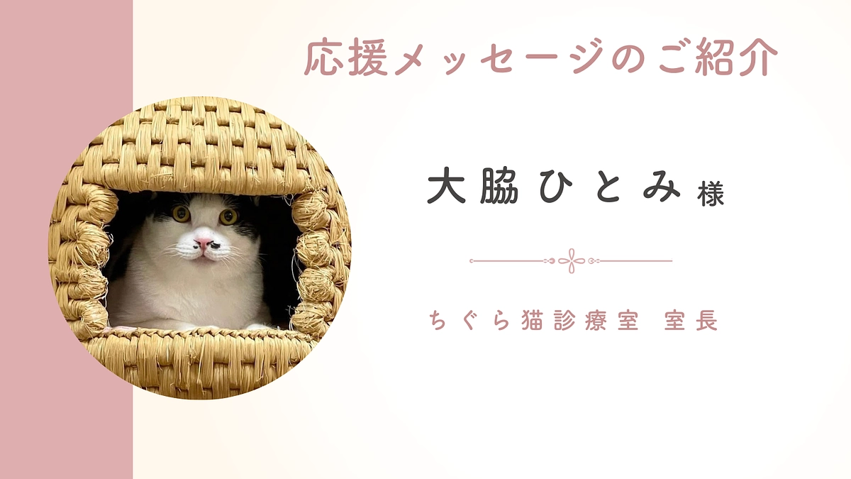 応援メッセージのご紹介：ちぐら猫診療室 室長 大脇ひとみ様