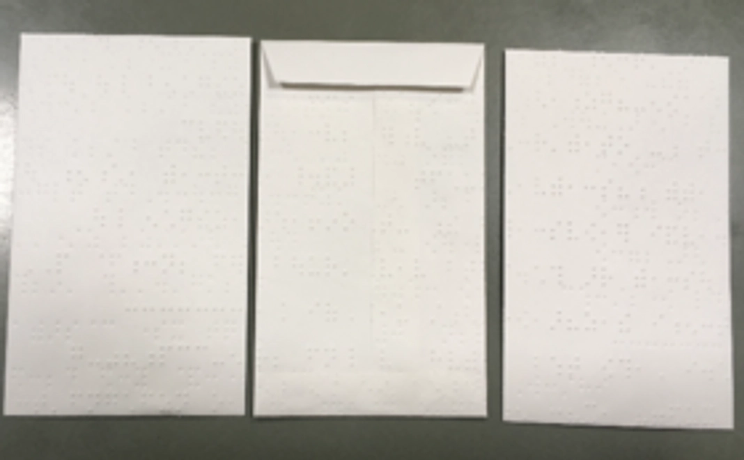 点字用紙で作成したポチ袋