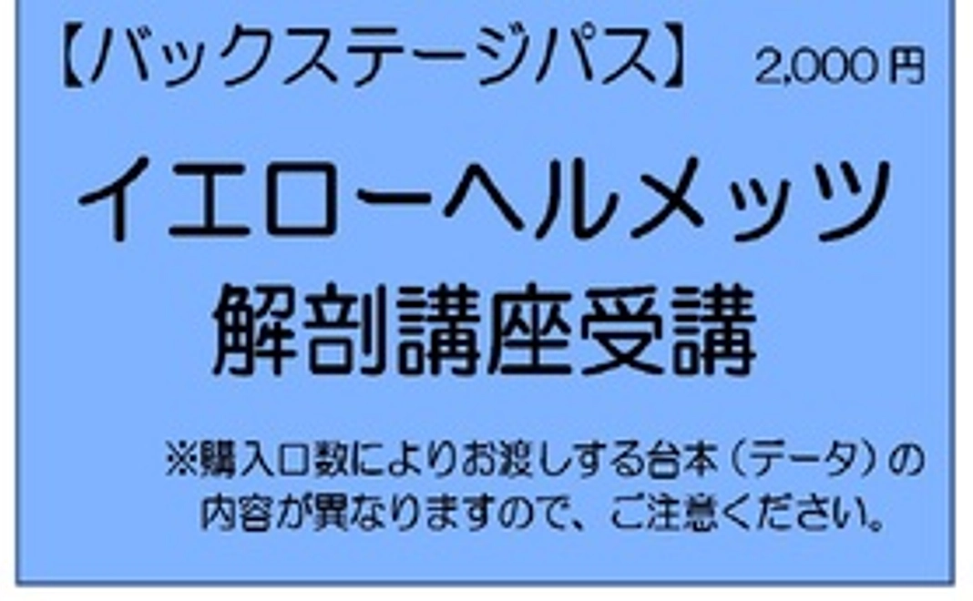 ≪バックステージパス≫イエローヘルメッツ解剖講座受講