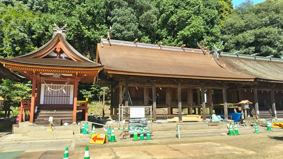 千木、堅魚木の検証と工事足場の撤去