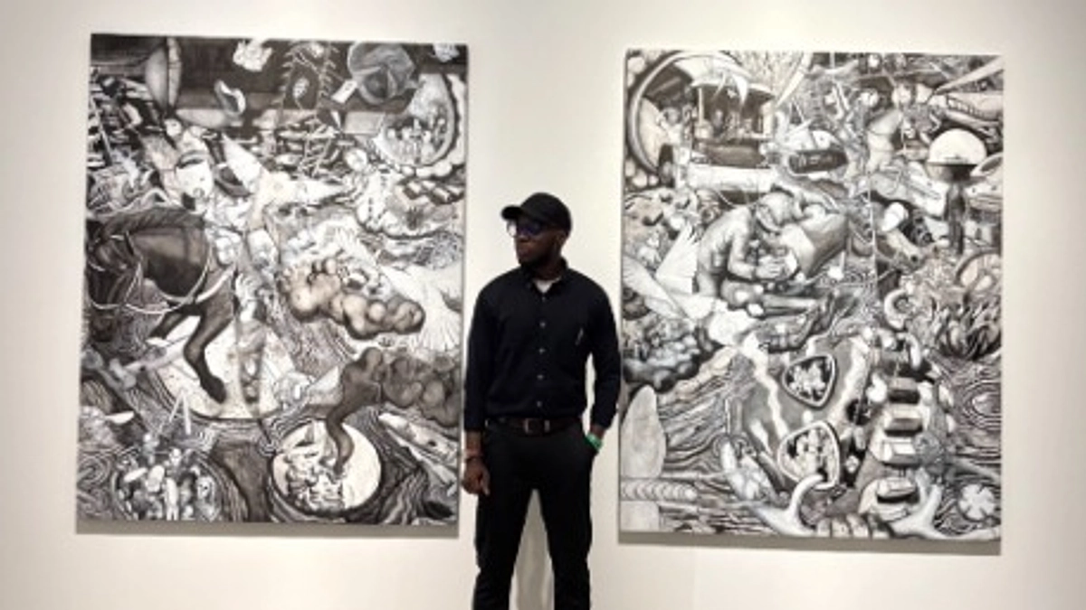 ルワンダの画家Thierry、広島市現代美術館へ。