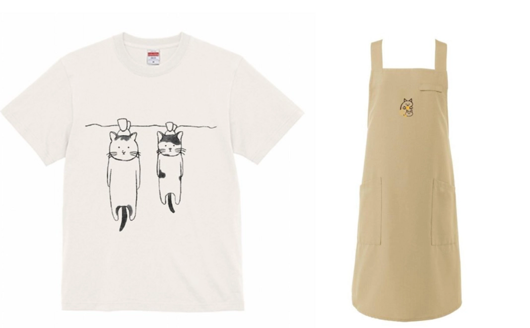 お料理中もお掃除中もお出掛け中もいつも猫と一緒！！Tシャツ&ねこてまりオリジナルエプロンプラン