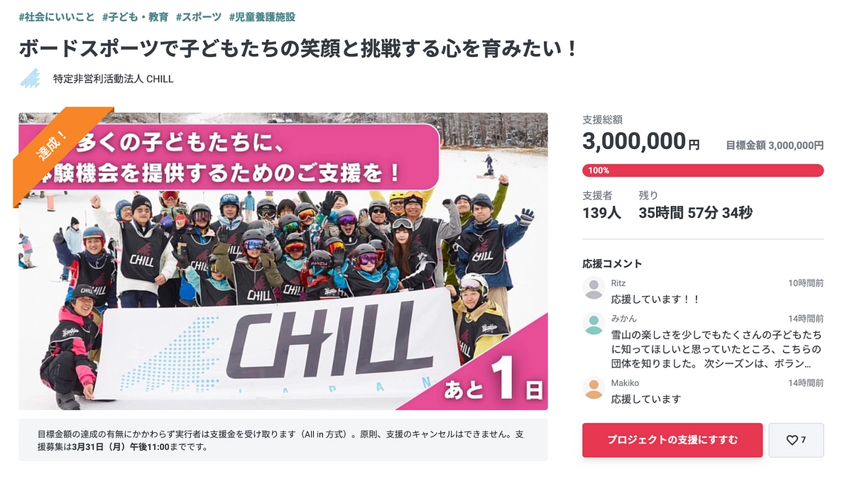 【残り1日】目標金額を達成しました！たくさんの応援ありがとうございます！