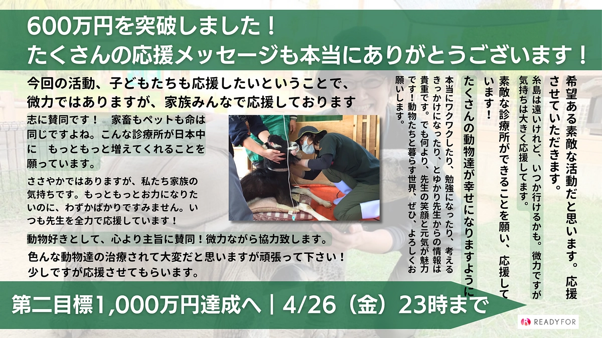 感動！大感謝😭！300名と600万円超えました😭