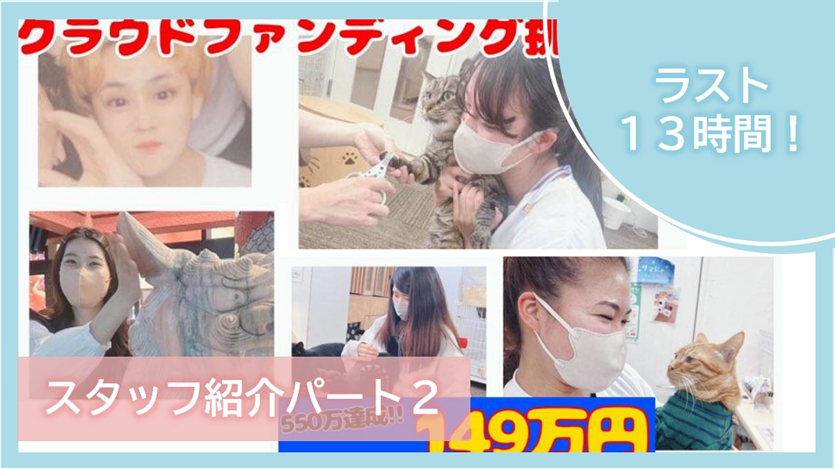 【ラスト13時間⏰】スタッフ紹介パート２！【セカンドゴールまで133万円】
